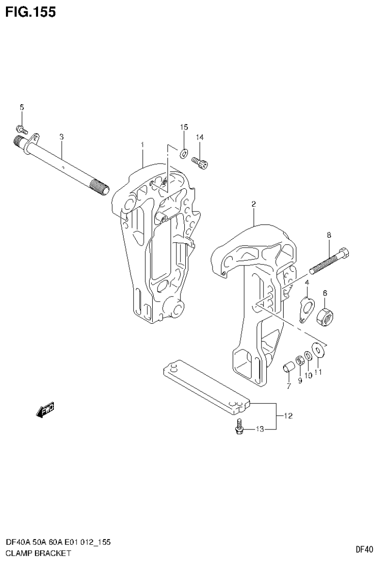 Suzuki DF40AST, DF50A, DF50ATH CLAMP BRACKET (DF60ATH E40) parts diagram